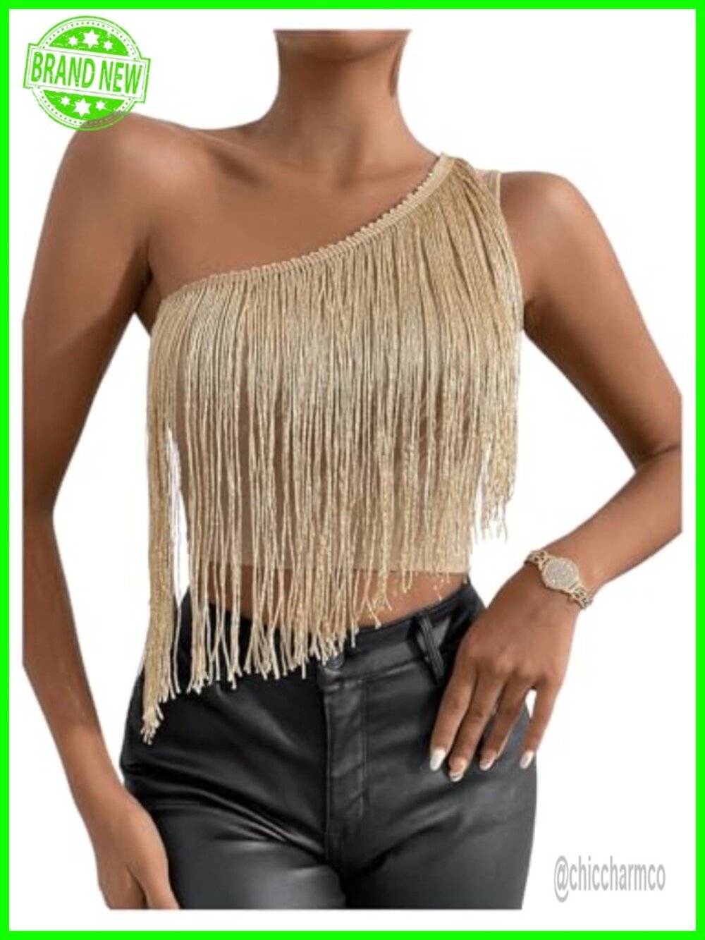 Women's Tassel Fringe One Shoulder Sleeveless Party Tank Top